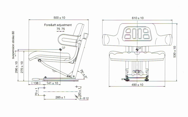 Agricultural Machinery PVC Mechanical Suspension Harvester Tractor Seat